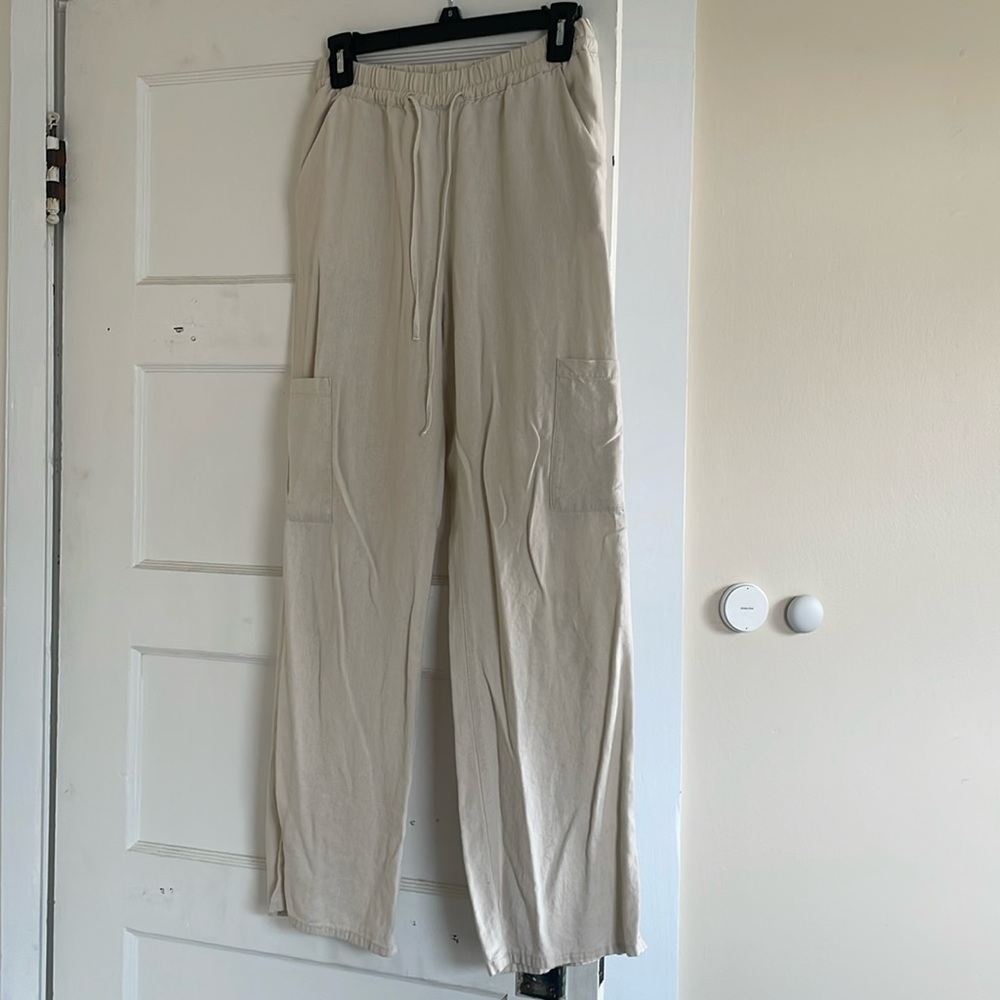 Linen blend cream pants